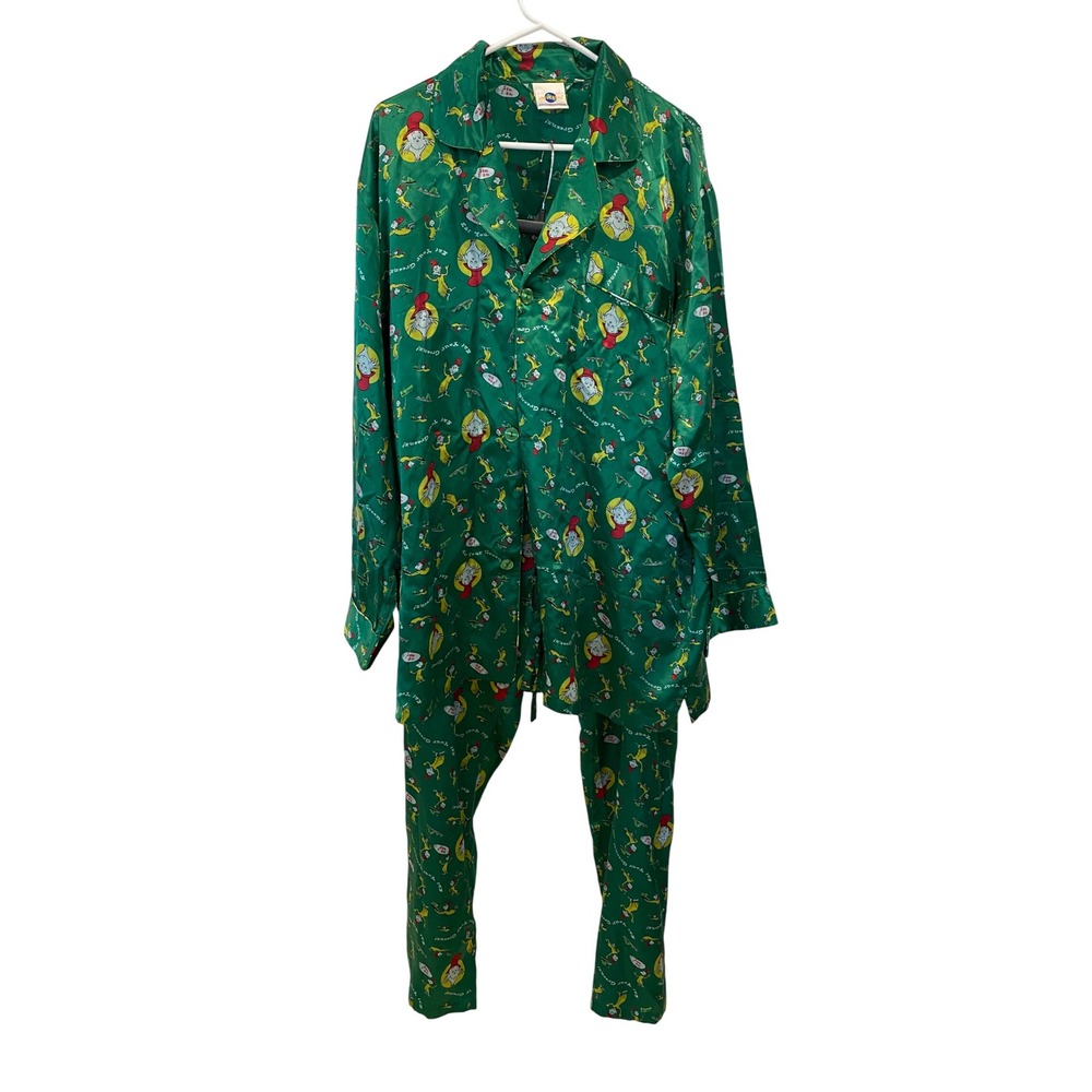 Vintage Universal Studios Dr. Seuss Sam I Am Pajama Set‎ Womens XL Green Silk